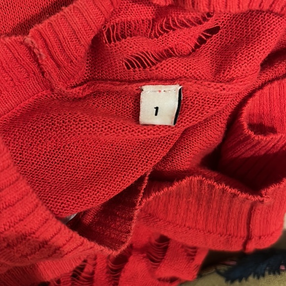 Sandro Paris Red Crochet Lace Sweater - 1 - Small - Picture 10 of 11